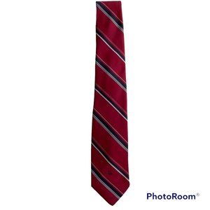 Christian Dior Red, Navy and Gray Striped Mens Business Career Tie